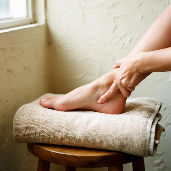 Reflexology on the feet after an herbal foot bath